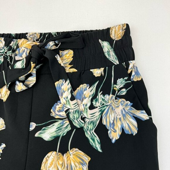 One Womens Jogger Pants Black Floral High Rise Elastic Waist Pockets XS - Picture 5 of 10